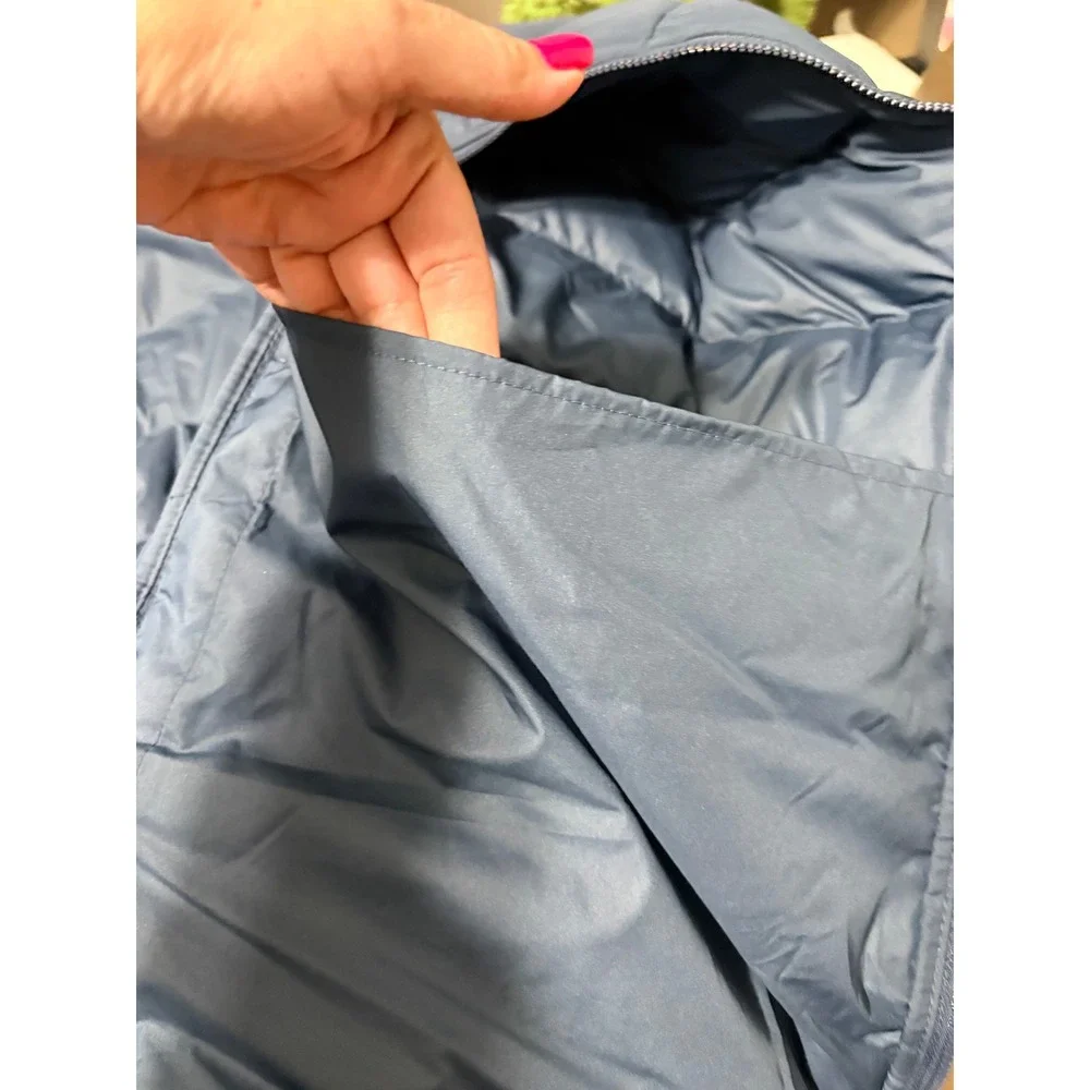 The North Face Mens 5X Blue Puffer Coat Down Insulated Zip Pockets Branded
